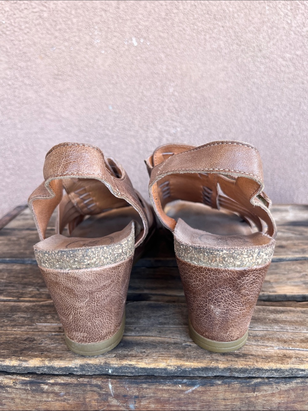 Taos Brown Woven leather wedge Sandals - Picture 6 of 9